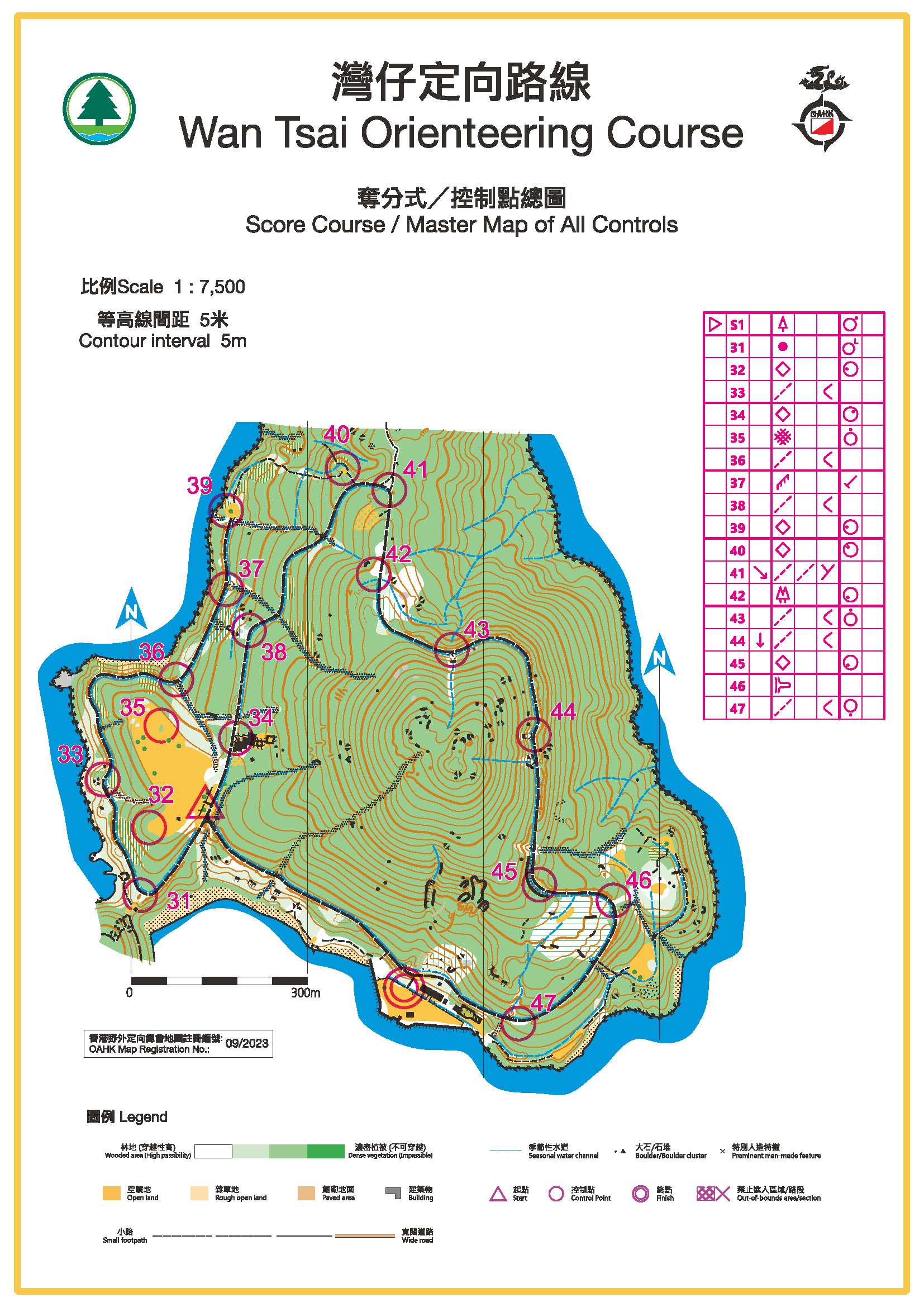 Map for Wan Tsai Orienteering Course - Master