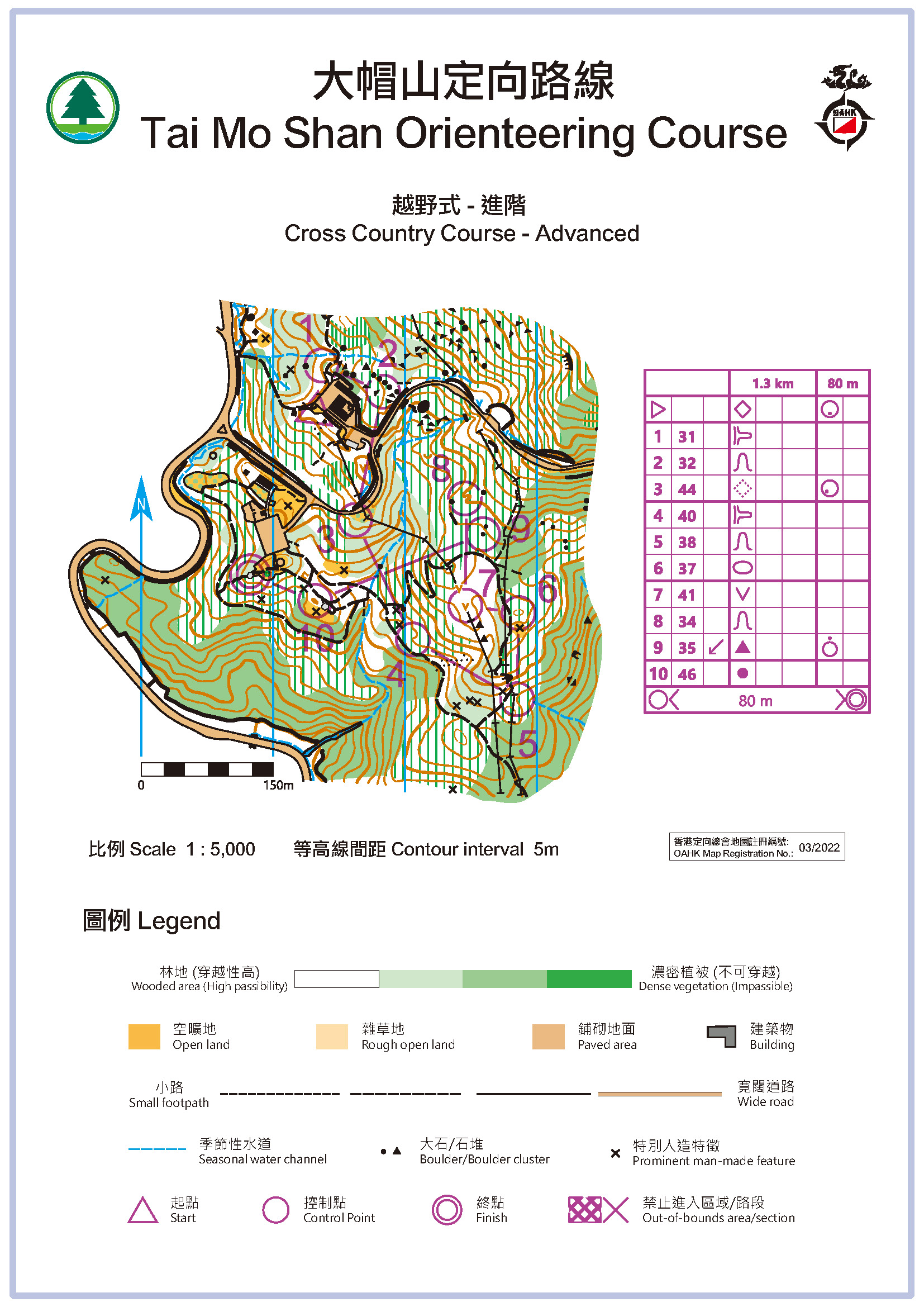 Map Tai Mo Shan Orienteering - Advanced